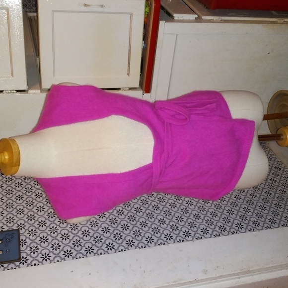 French Connection large pink angora rabbit hair wrap around sweater - Picture 1 of 3